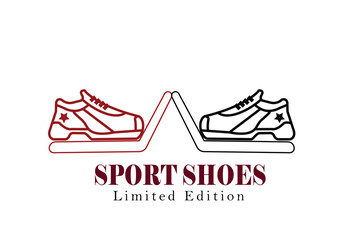 Vector sports shoes with colored outlines