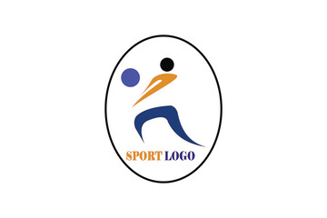 volleyball sport logo image, with illustration of volleyball player