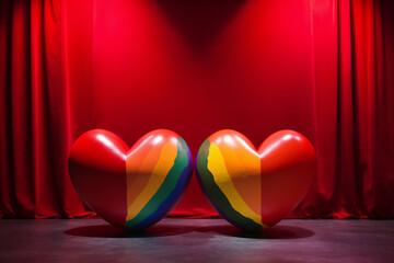 Unyielding Rainbow: Echoes of Gay Love, Love is Love: A Celebration of Pride, Pride and Passion: A Moment of Gay Love ,Gay card with copy space, hearts on gay background,  A Valentine's Day Card., 