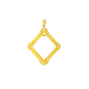 isolated gold locket frame pendant with diamond
