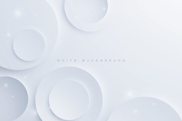 white abstract background with realistic 3D circle vector shapes