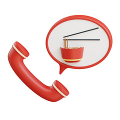 3d order food bowl of noodles icon illustration with transparent background