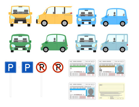 乗用車　日本の免許証　駐車場標識セット
