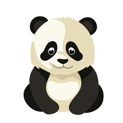 Cute panda sitting cartoon, vector illustration