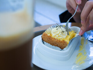 eat cupcake cream sweet food dessert person people female woman delicious happy coffee cup cool cold tasty pastry cream chocolate sugar bakery snack icing homemade treat holiday cafe fun cute diet 