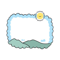 Cute handdrawn frame. Colorful doodle frame