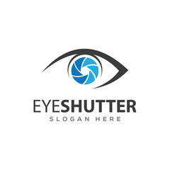 Camera photography with eye logo, icon, and design template. Eye logo concept vector