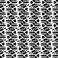 Vector pattern in geometric ornamental style. Black and white color.Seamless repeat pattern.Simple geo all over print block for apparel textile, ladies dress, fashion garment, digital wall paper.