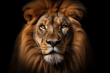 Obraz na płótnie Canvas Animal hunter africa wild face portrait power background cat nature lion hair dark big predator