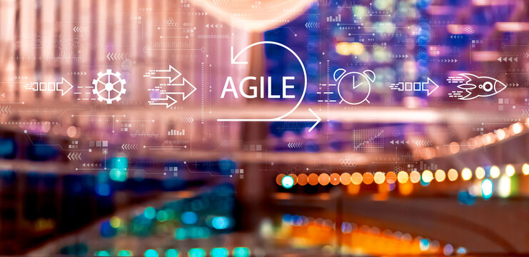 Agile concept with big city lights at night