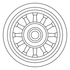 Dharma chakra, Wheel of life, Wheel of Dhamma, line vector, black