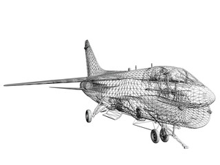 3d rendering wireframe  of F-16fighting Falcon