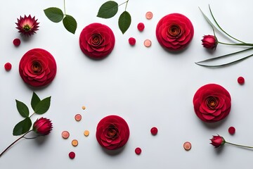 rose petals on a white background wallpaper and background generated by AI