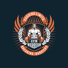 Vector Gym Warrior Breaking Barriers Emblem Logo Template