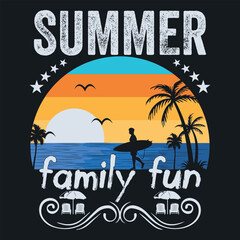 Obraz premium Summer family fun, Shady Beach Summer T-shirt Design Vector, Family Vacation T-shirt Design Graphic, Summer Sun Watermelon T-shirt Design,