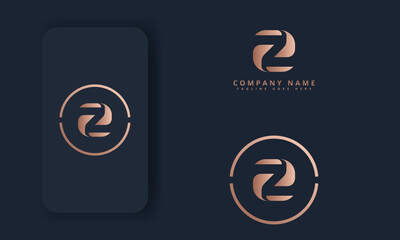 Premium Vector Z Logo In Gold Variations. Beautiful Logotype Design For Luxury Company Branding. Elegant Identity Design In Background Blue And Gold.