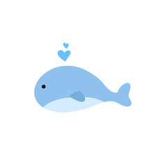 Hand drawn cute whale doodle