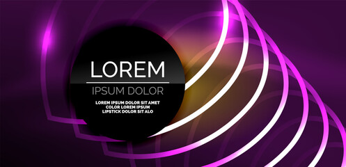 Neon lines and waves abstract background. Techno glowing neon shapes vector illustration for wallpaper, banner, background, landing page, wall art, invitation, prints, posters