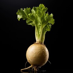 photo of an turnip in black background