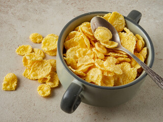 Healthy cornflakes with milk for breakfast    