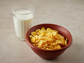 Healthy cornflakes with milk for breakfast    