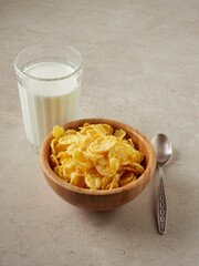 Healthy cornflakes with milk for breakfast    