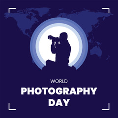 World Photography Day minimalist clean vector social media post banner template design