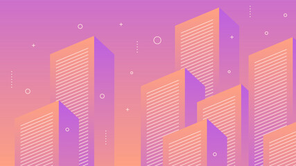 Modern Abstract Background with Motion Vertical Blocks Lines Retro Memphis and Orange Purple Gradient Color