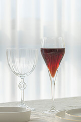 wine glass with champagne glass
