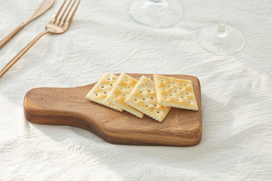 Crackers On A White Plate