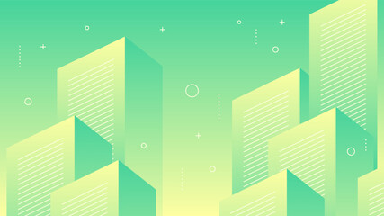 Modern Abstract Background with Motion Vertical Blocks Lines Retro Memphis and Yellow Green Gradient Color
