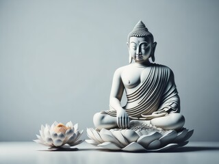 Buddhism religion background with lotus, AI genearted