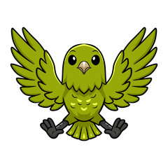 Cute green canary cartoon flying