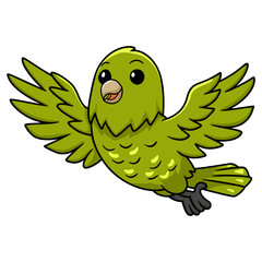 Cute green canary cartoon flying