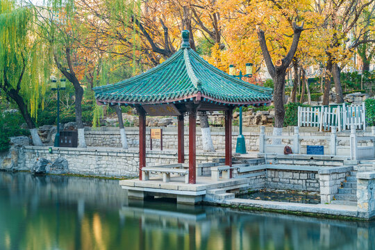 The scenery of Black Tiger Spring in Jinan Huancheng Park in early autumn