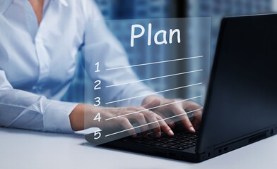 Business plan list blank concept. Virtual screen.