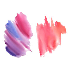 A set of spots. Watercolor illustration. Multicolored brushstrokes. Juicy splashes.