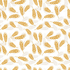 Wheat plant seamless pattern for textile design, vector background