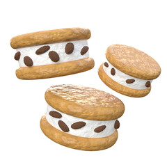 3D Cookies Ice cream Illustration