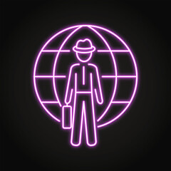 International spy agent neon icon