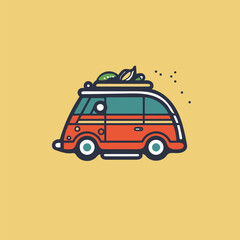 A cartoon of a food van illustration 
