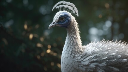 Rare White Peacock on Dark Background