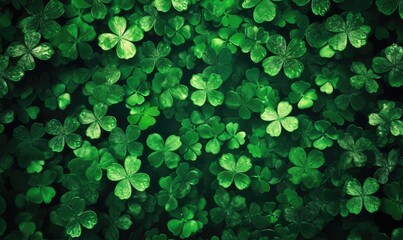 The St. Patrick's Day lucky four-leaf clover background was the perfect backdrop for festive photos. Creating using generative AI tools