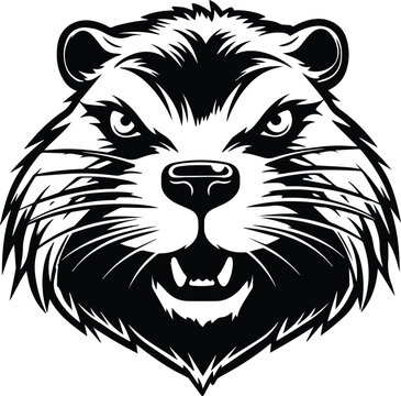 Angry Beaver Logo Monochrome Design Style