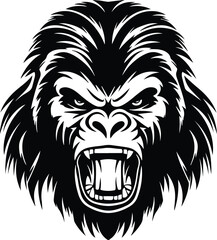 Fototapeta na wymiar Angry Gorilla Logo Monochrome Design Style