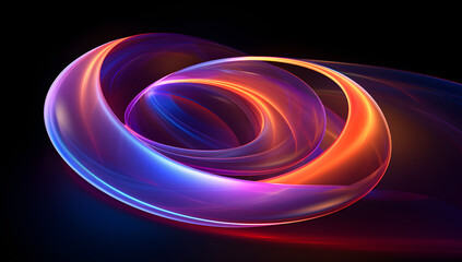 abstract background with glowing spiral neon ring lights