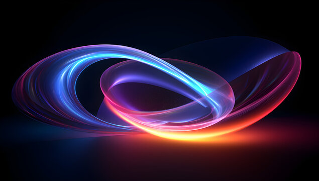 abstract background with glowing spiral neon ring lights