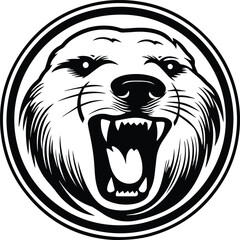 Angry Seal Logo Monochrome Design Style