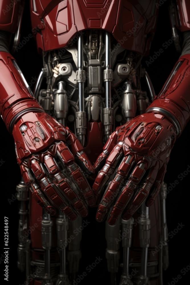 Poster a close up of a robot's hands. generative ai image.