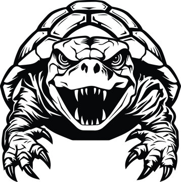 Angry Turtle Logo Monochrome Design Style